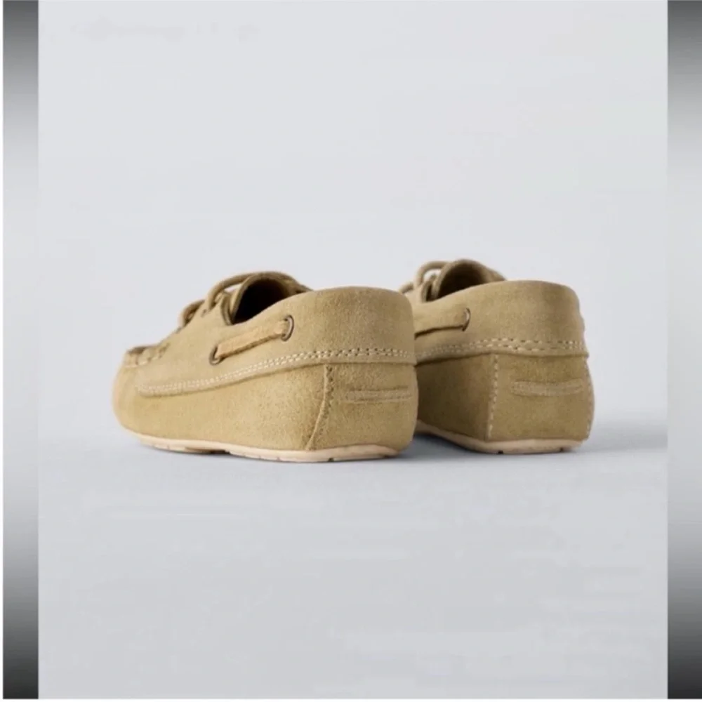 Zara Kids, Sandy Brown, LEATHER LOAFERS, 10½ (6.6 inches